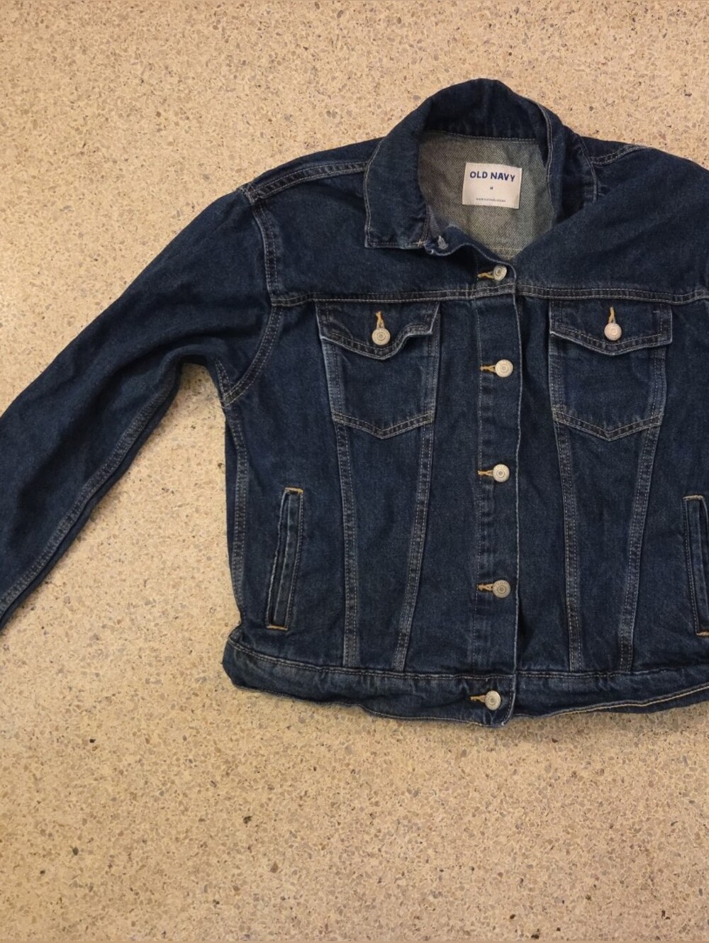 Old Navy Classic Dark Wash Denim Trucker Jacket Womens Sz Med